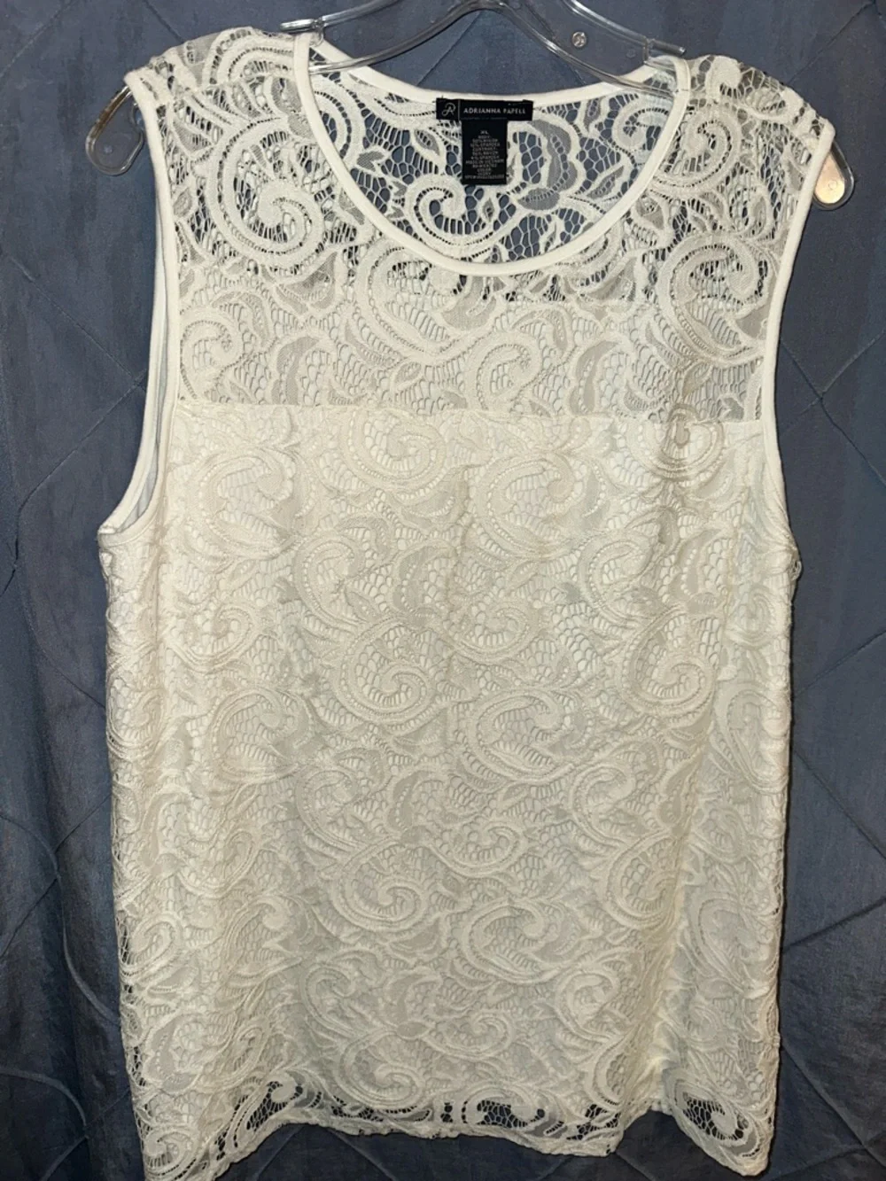 Adrianna Papell Ivory Lace Sleeveless Tank XL - Picture 3 of 5